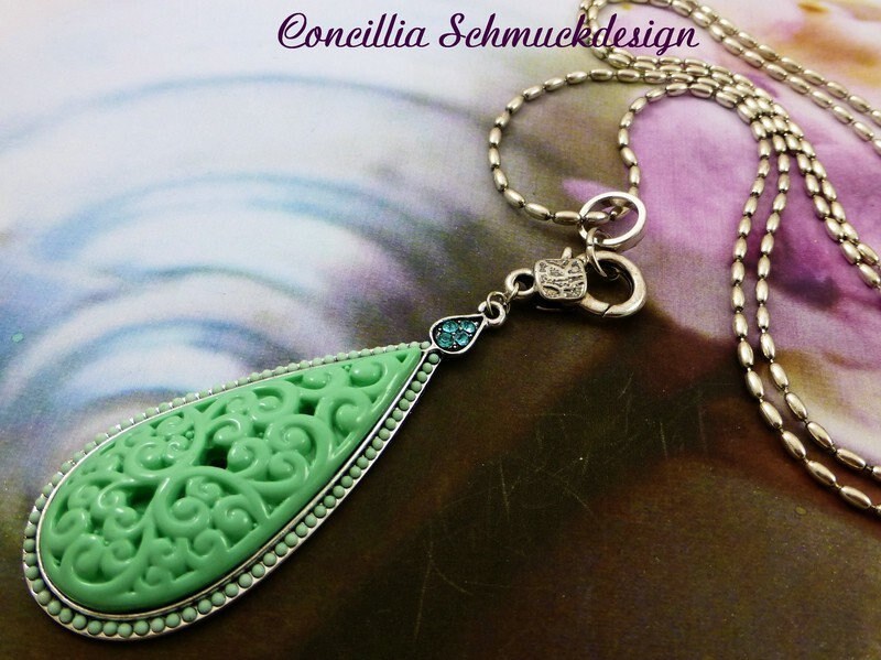 Kette Lang Tropfen Hellgrün Mint von concilliadesign