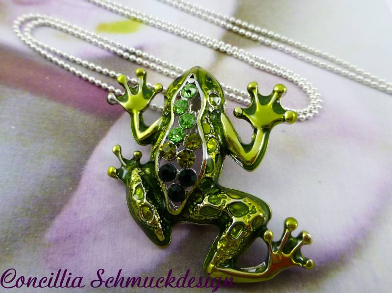 Kette Lang Versilbert Frosch Glitzer von concilliadesign