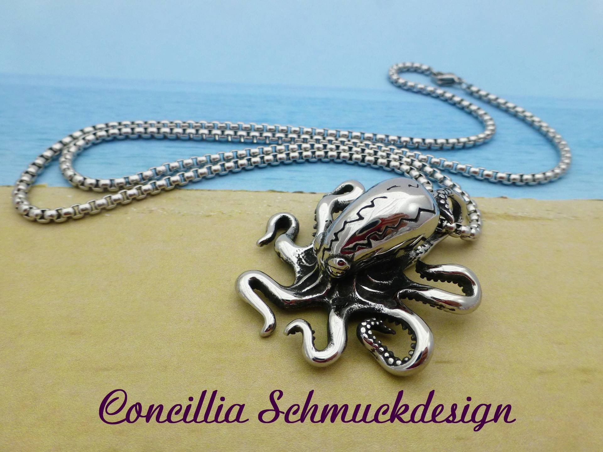 Kette Octopus Groß Massiv Edelstahl An Gliederkette von concilliadesign