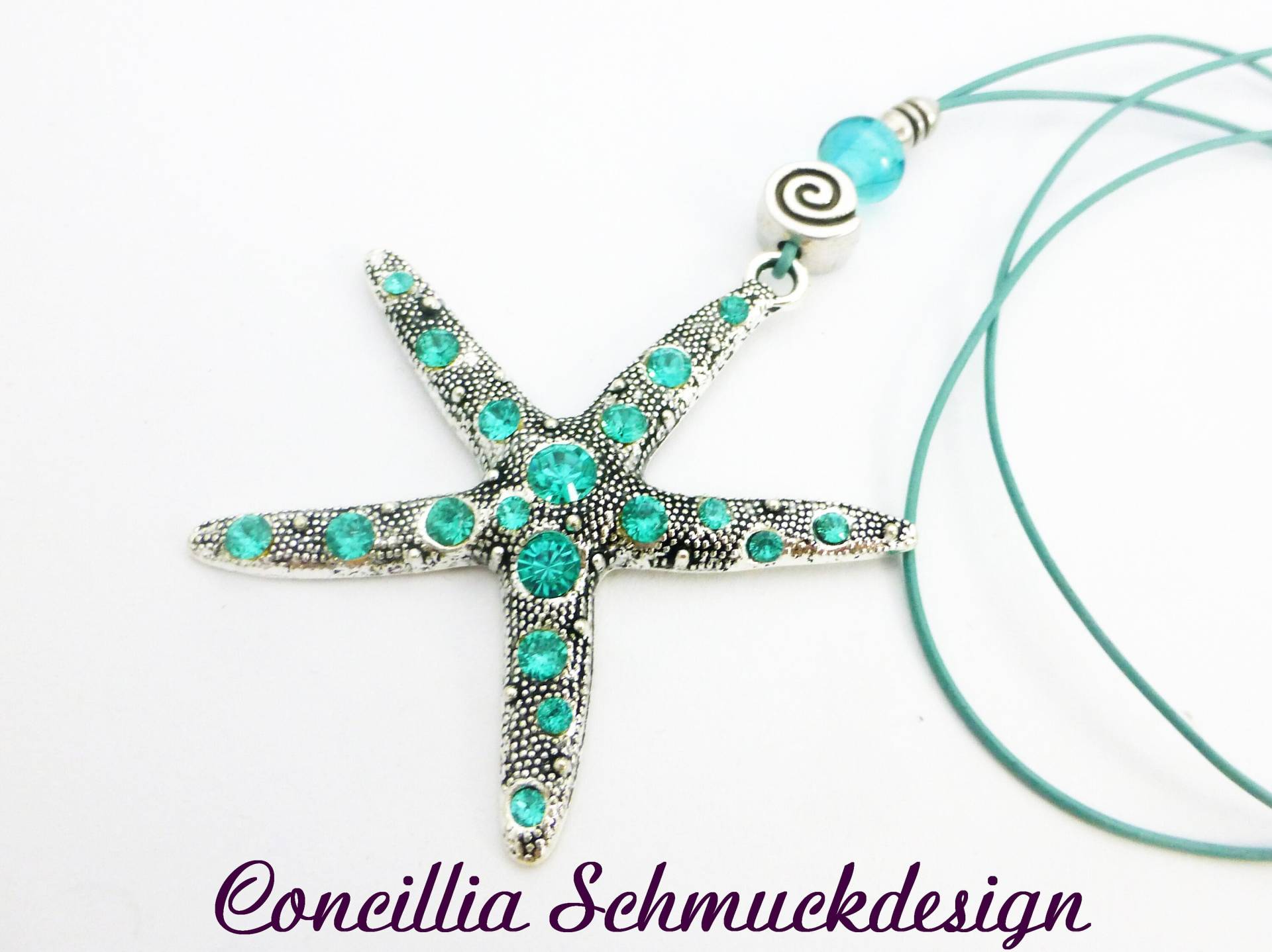 Kette Seestern Groß Türkis Glitzernd von concilliadesign