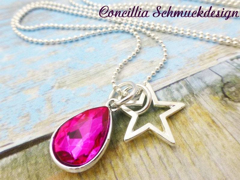 Kette Tropfen Stern Pink Verschiedene Farben von concilliadesign