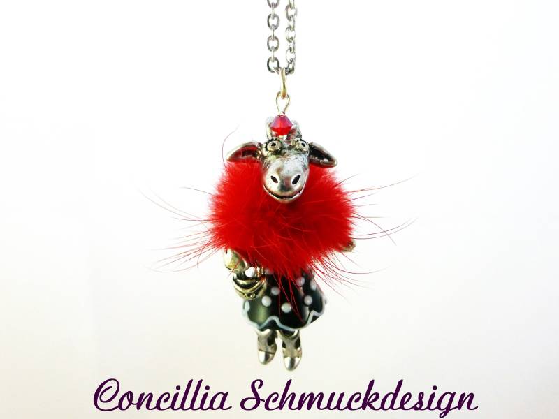 Kette Ziege Unikat Rot Schwarz von concilliadesign