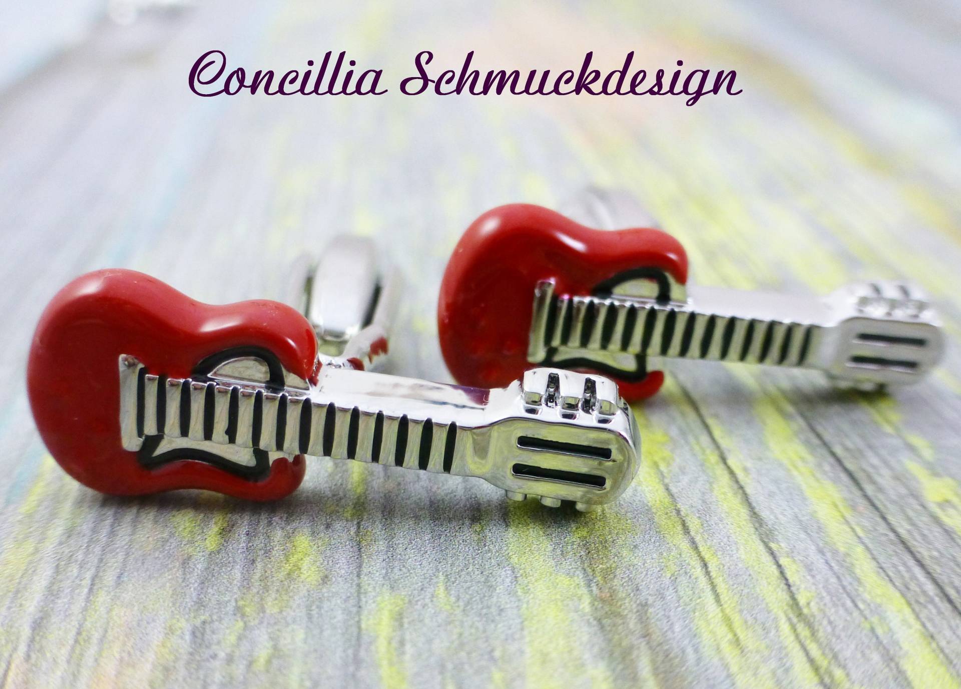 Manschettenknöpfe Gitarre Rot Silber Manschettenknöpfe Gitarre Rot Silber von concilliadesign