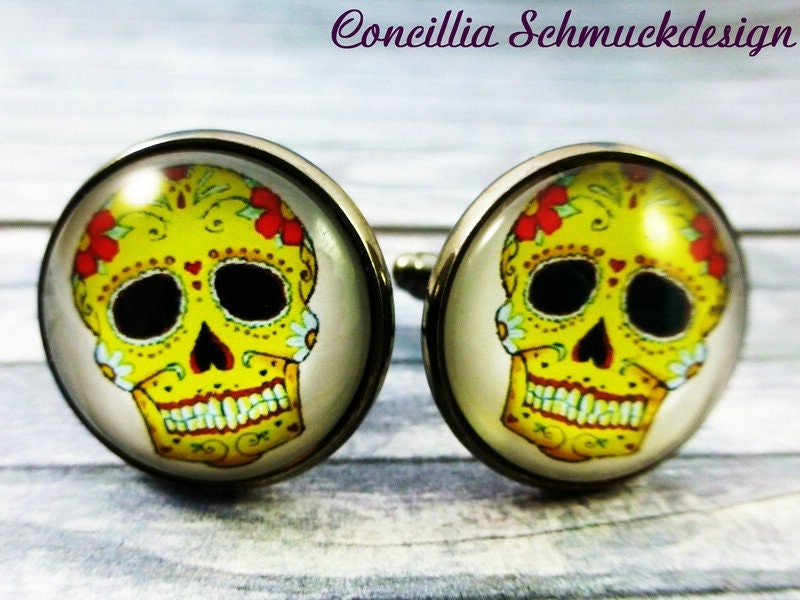 Manschettenknöpfe Skull Gelb von concilliadesign