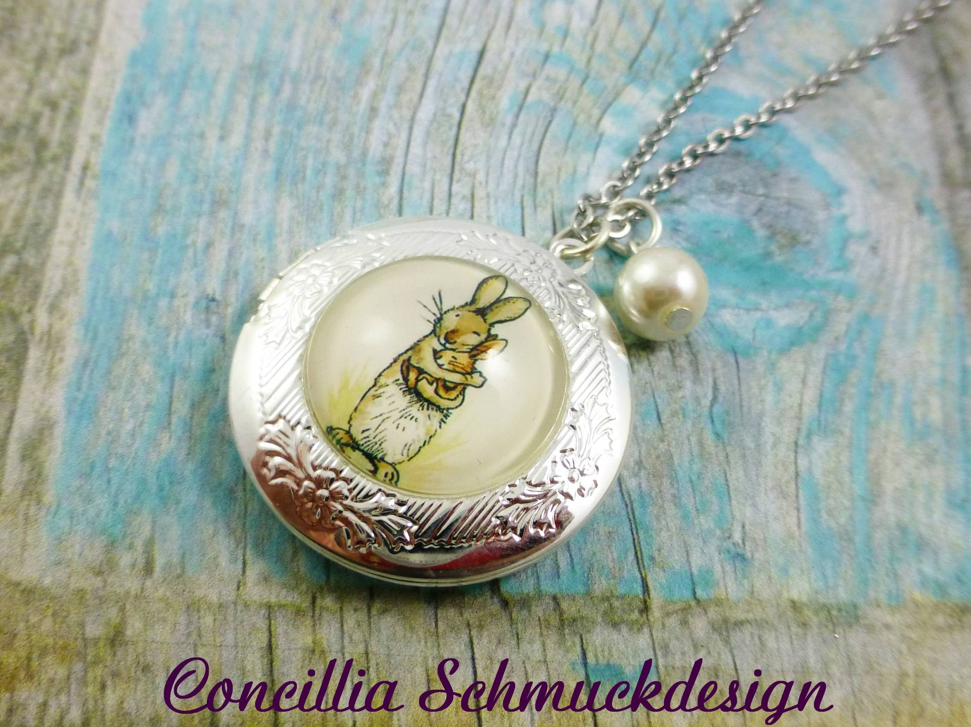 Medaillon Hasen Mama Und Baby Aufklappbar von concilliadesign