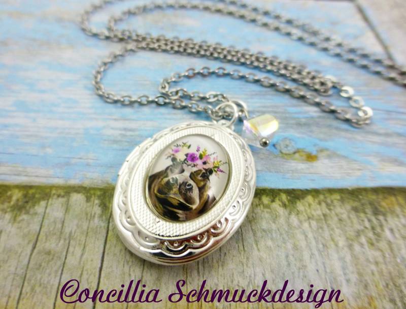 Medaillon Oval Nilpferd Kette Edelstahl von concilliadesign