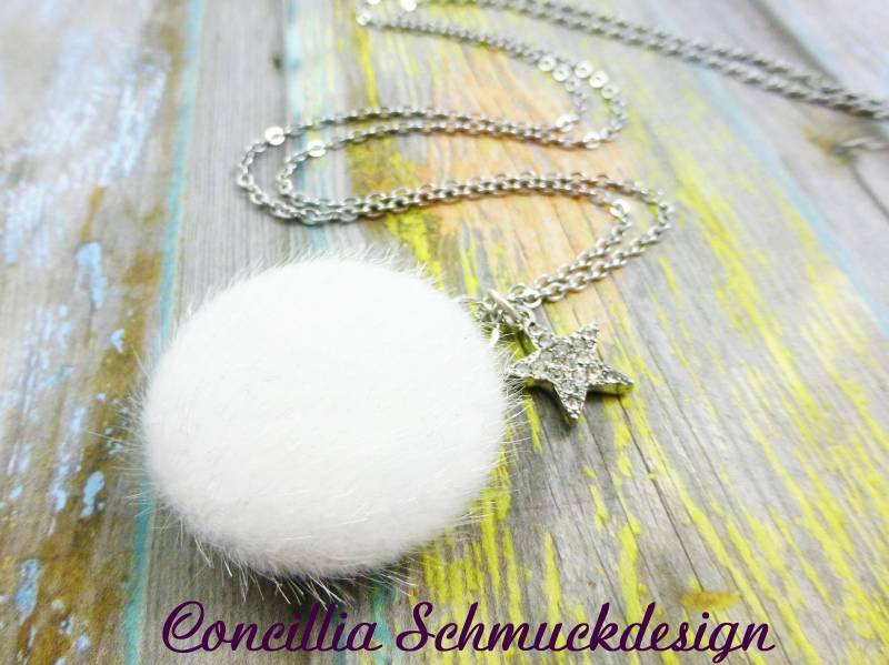 Medaillon Weiß Kunstfell Stern Aufklappbar von concilliadesign