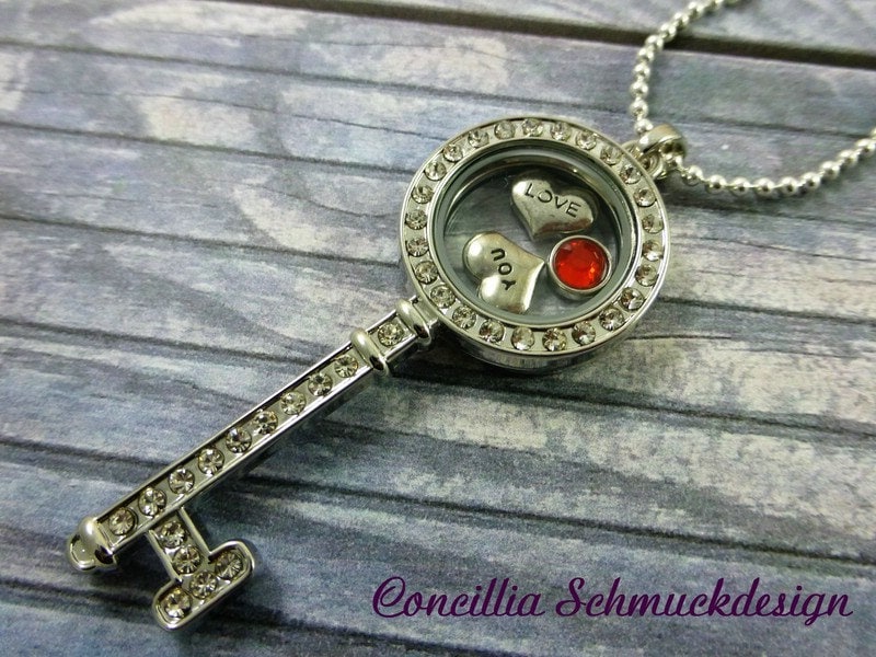 Medaillonkette Aufklappbar Schlüssel Kugelkette Versilbert Herz von concilliadesign