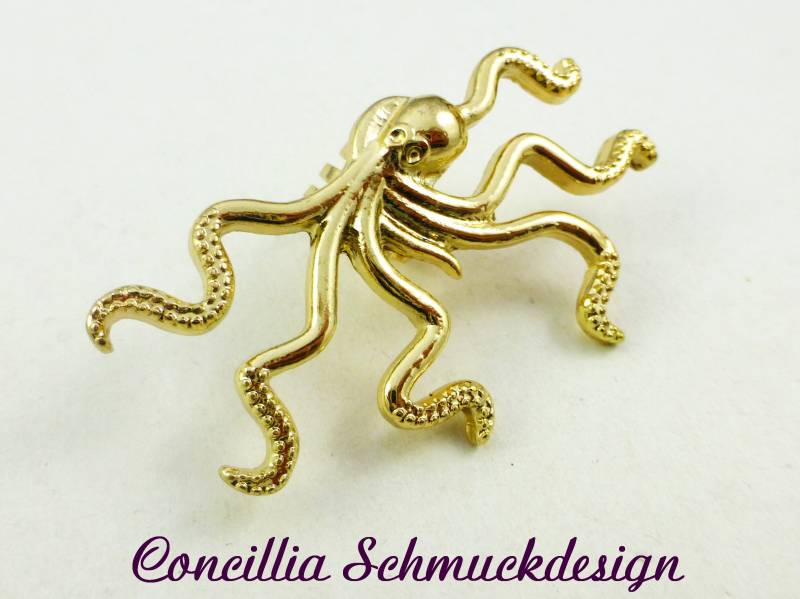 Ohrklammer Octopus Goldfarben Krake von concilliadesign