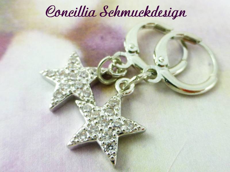 Ohrringe Creolen Glitzer Stern von concilliadesign