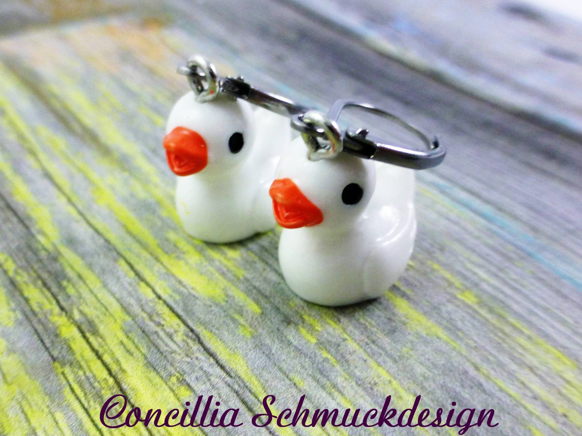 Ohrringe Ente Weiß von concilliadesign