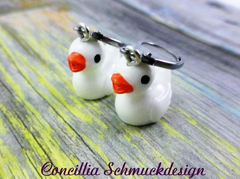 Ohrringe Ente Weiß von concilliadesign