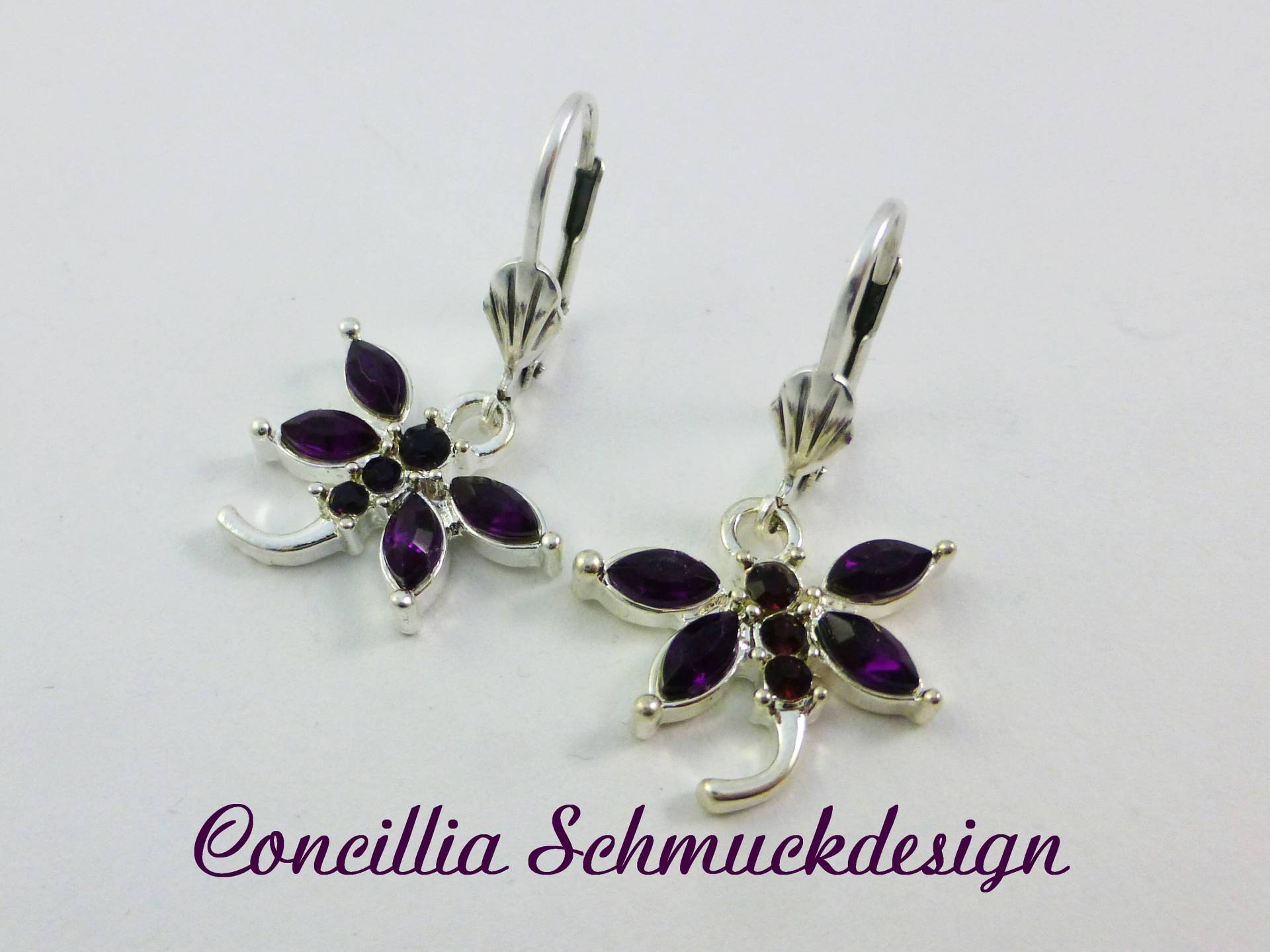 Ohrringe Glitzer Libelle Lila von concilliadesign