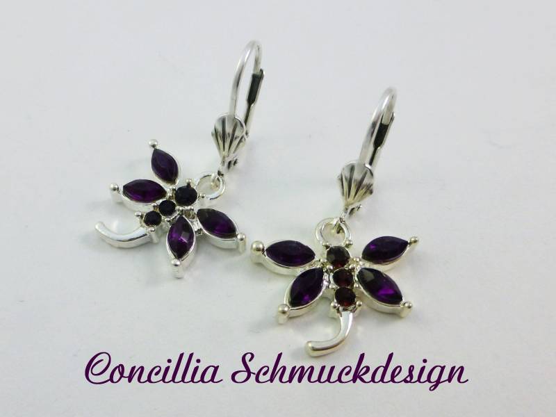 Ohrringe Glitzer Libelle Lila von concilliadesign