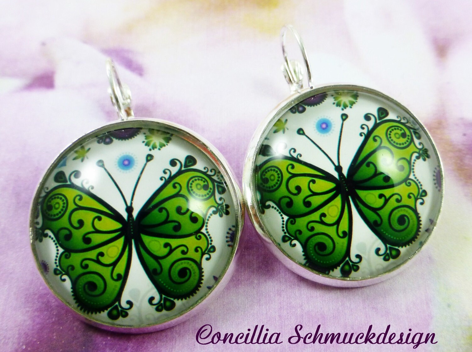 Ohrringe Grüner Schmetterling von concilliadesign