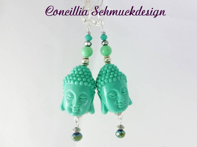 Ohrringe Lang Buddha Türkis von concilliadesign