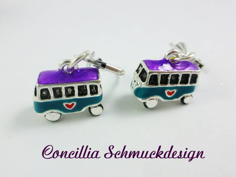 Ohrringe Retrobus Lila Türkis von concilliadesign