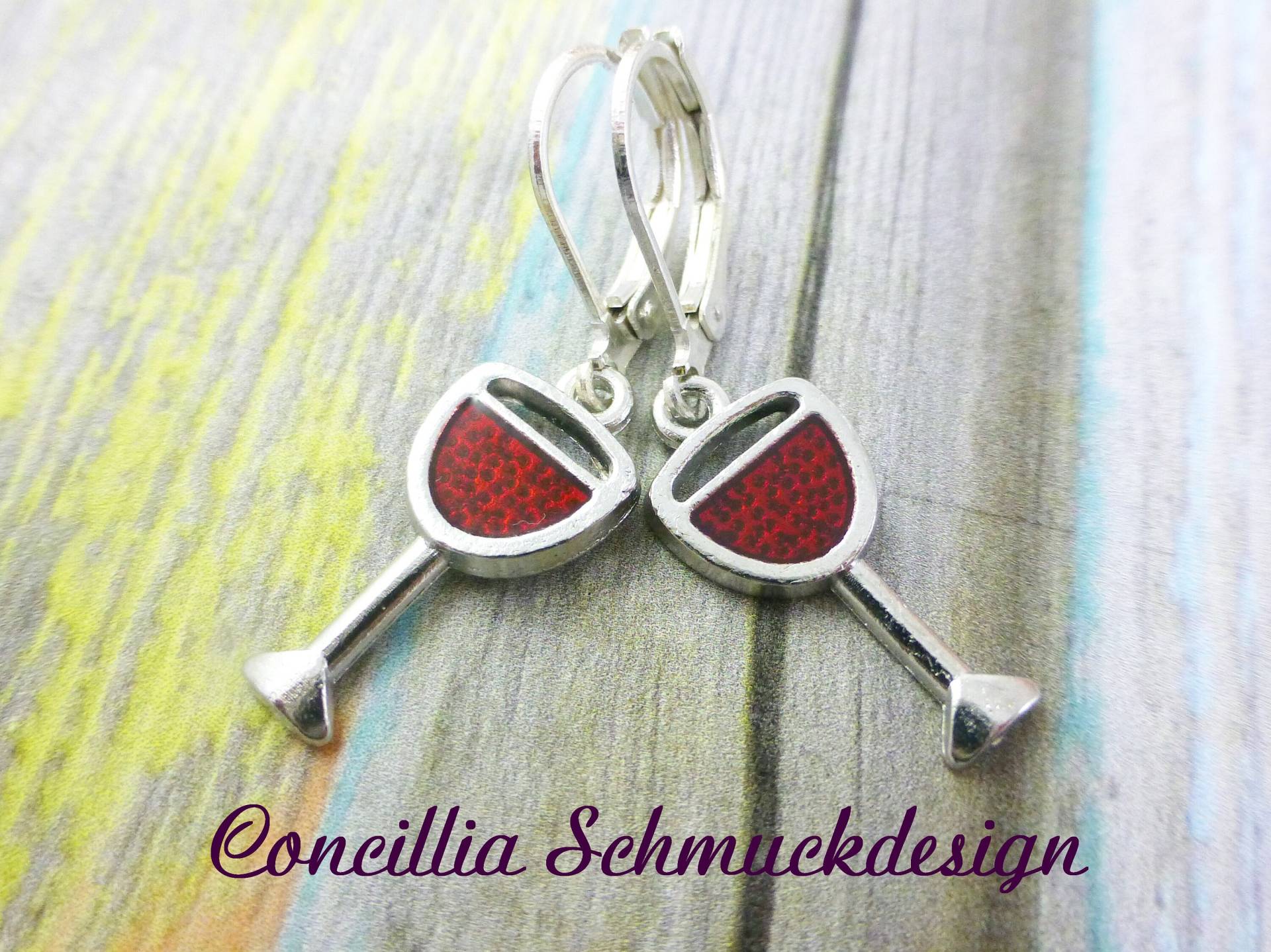 Ohrringe Rotwein Glas von concilliadesign