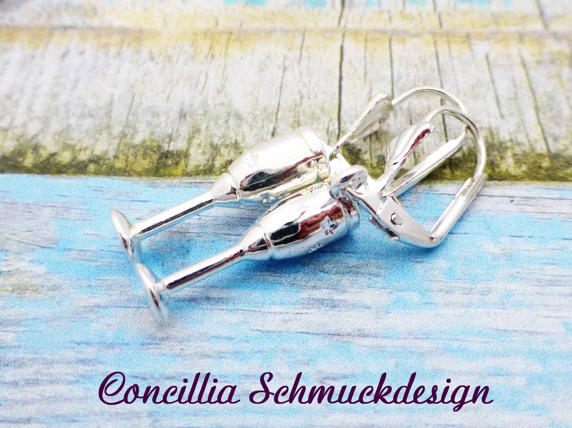 Ohrringe Sektglas Silber von concilliadesign