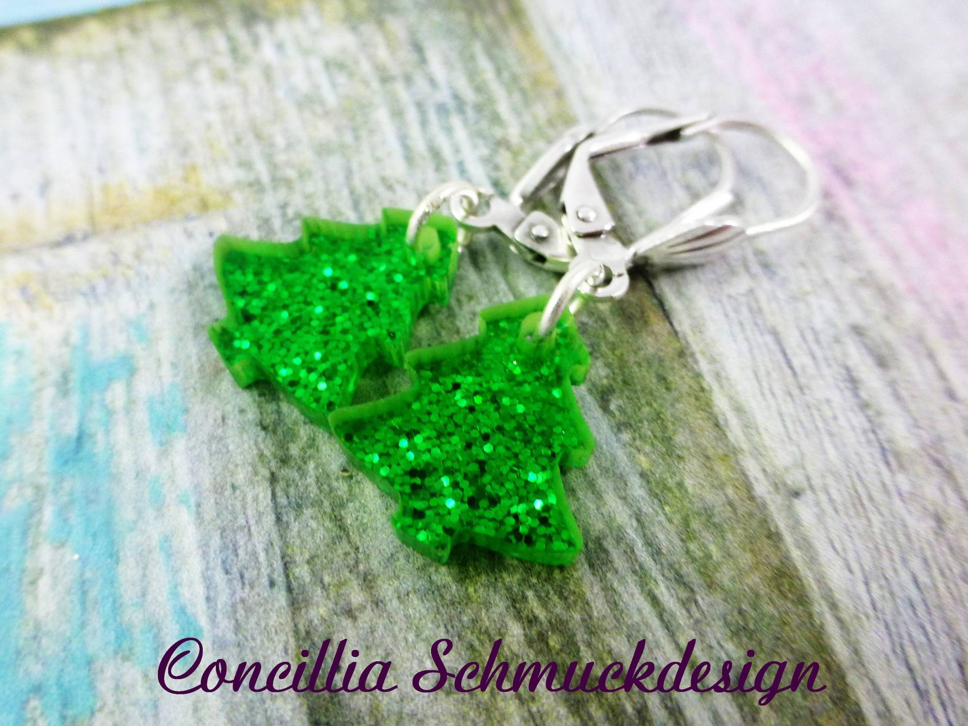 Ohrringe Weihnachtsbaum Glitzer von concilliadesign