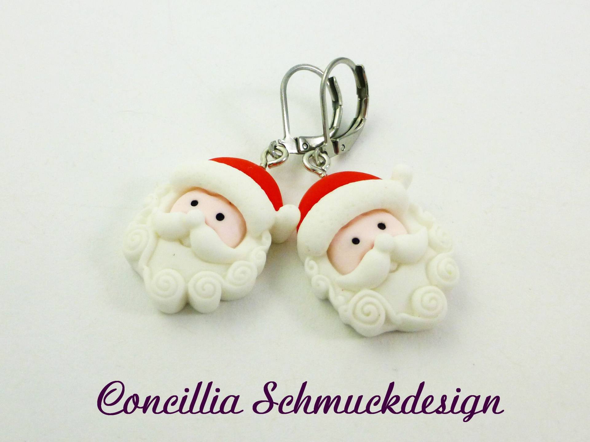 Ohrringe Weihnachtsmann Weiß Rot von concilliadesign