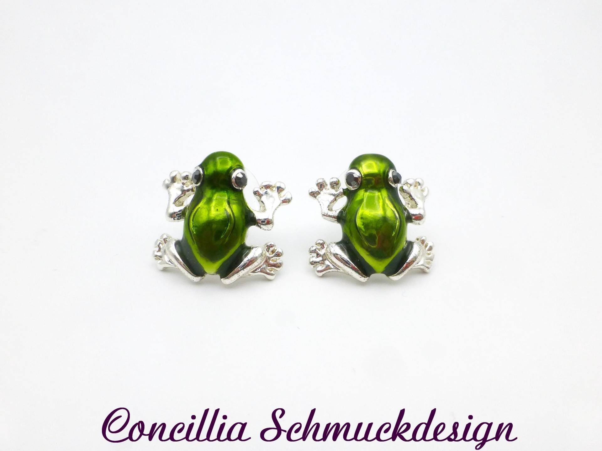 Ohrstecker Frosch Grün Silber von concilliadesign