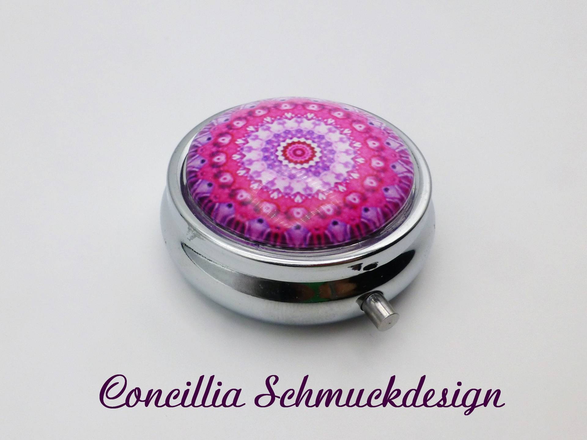 Pillendose Mandala Pink Lila Drei Fächer von concilliadesign