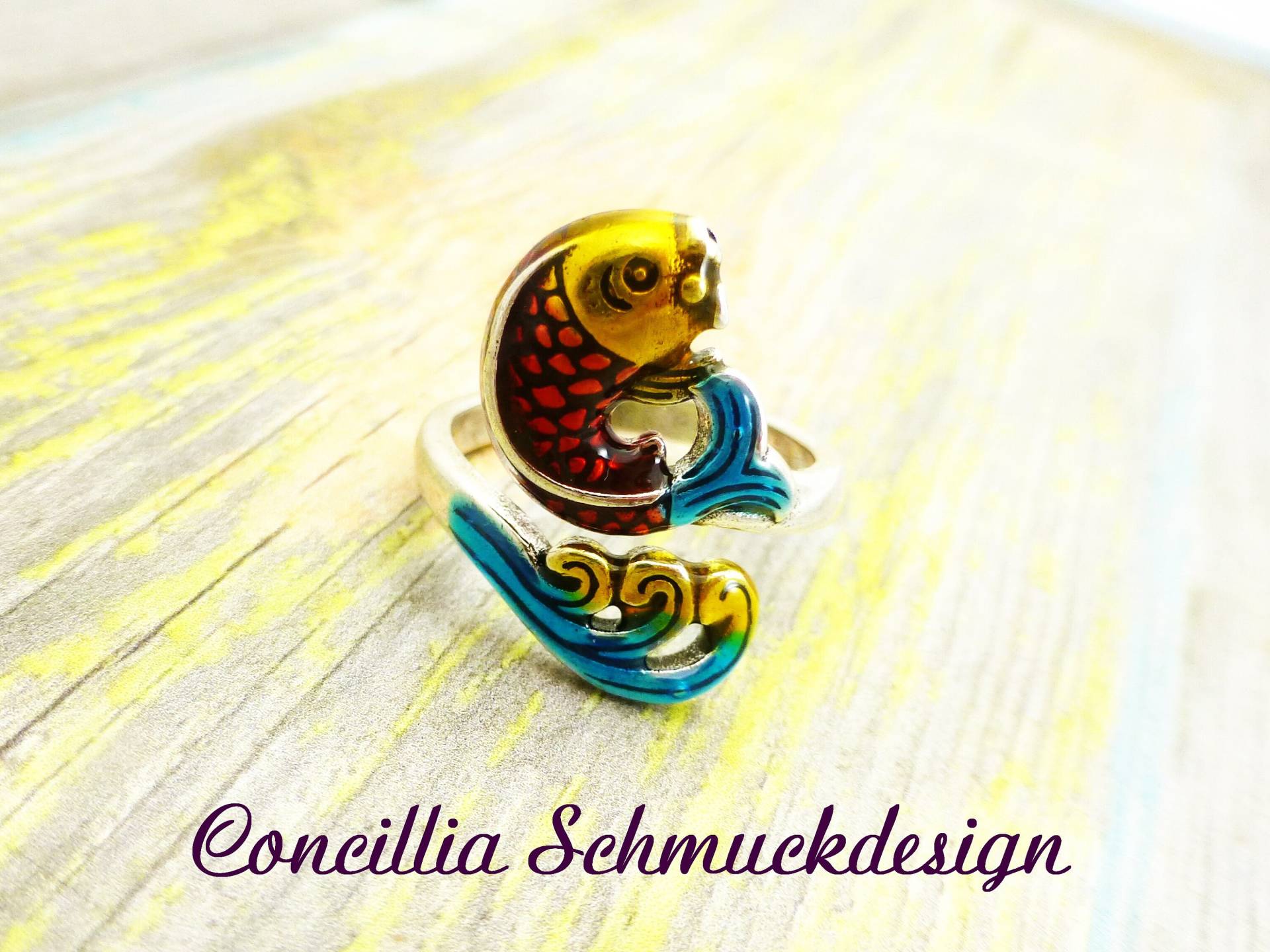 Ring Verstellbar Fisch Bunt Ring Verstellbar Fisch Bunt von concilliadesign