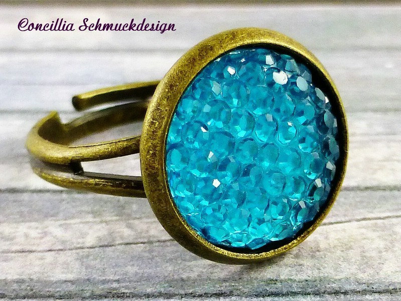 Ring Verstellbar Glitzerblau Bronze von concilliadesign