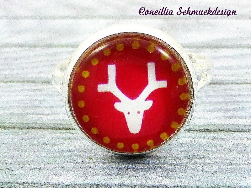 Ring Verstellbar Hirsch Pink Weiß von concilliadesign