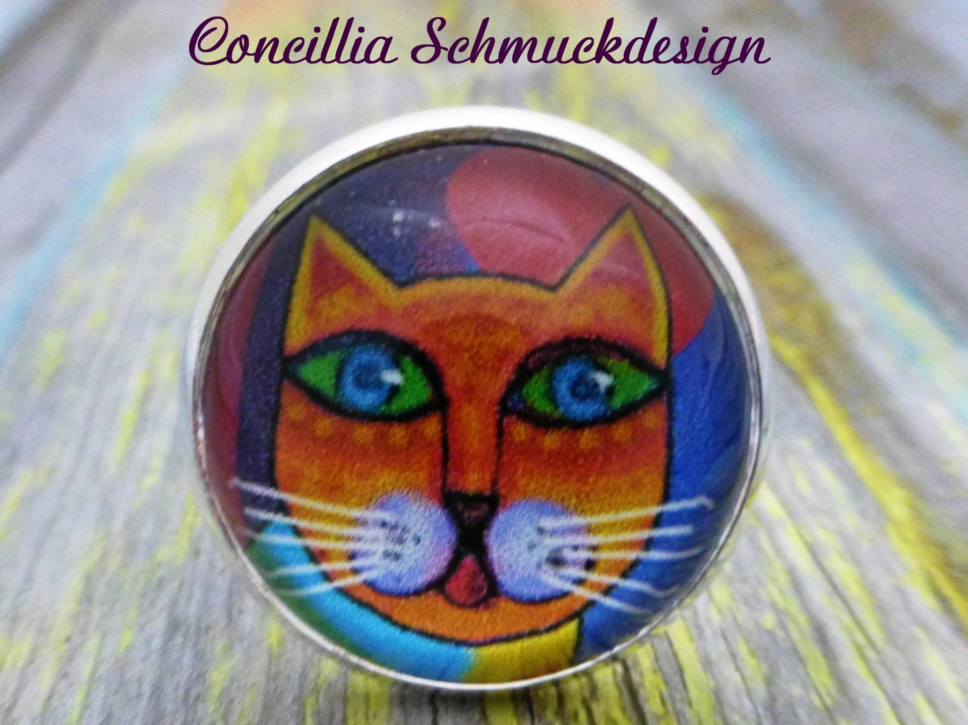 Ring Verstellbar Katze Bunt 3D Ring Verstellbar Katze Bunt 3D von concilliadesign