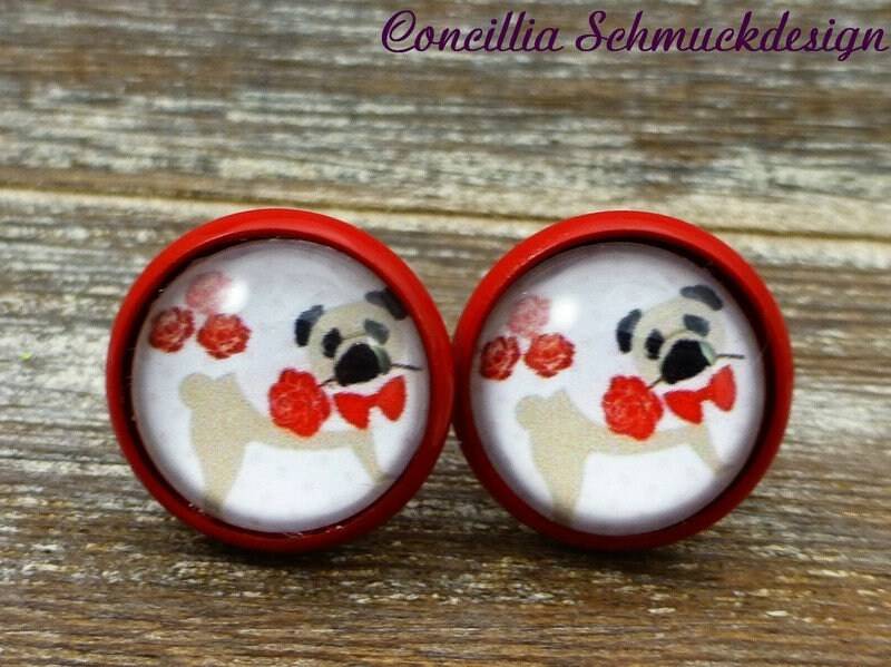 Rote Ohrstecker Mops von concilliadesign