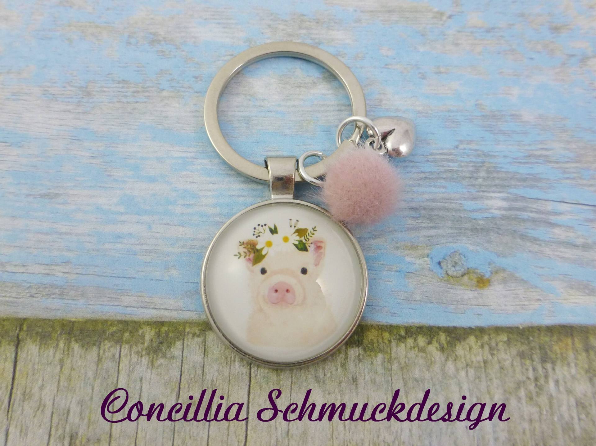 Schlüsselanhänger Schwein Glücksbringer Taschenanhänger von concilliadesign
