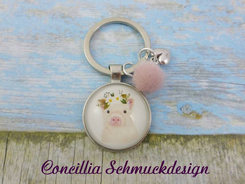 Schlüsselanhänger Schwein Glücksbringer Taschenanhänger von concilliadesign