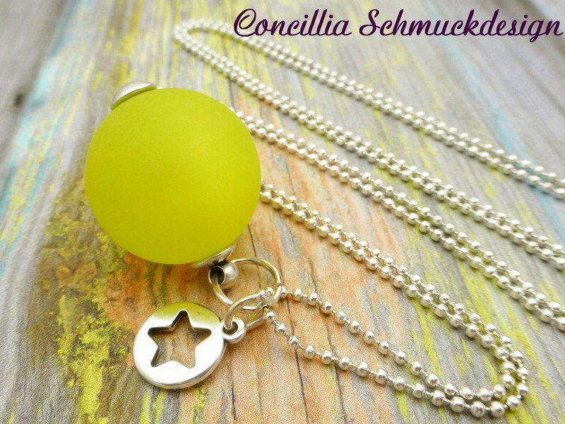 Versilberte Kugelette Mit Polarisperle Gelb von concilliadesign