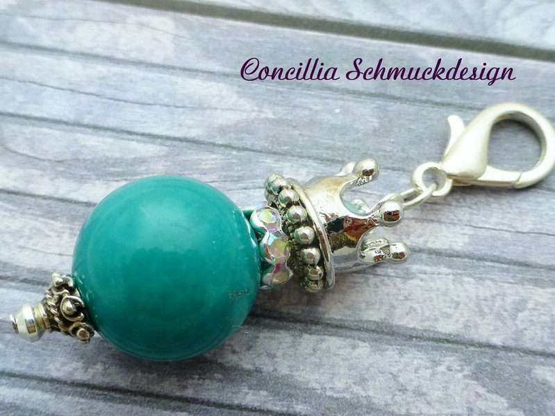 Wechselanhänger Kugel Türkis Krone Silber von concilliadesign