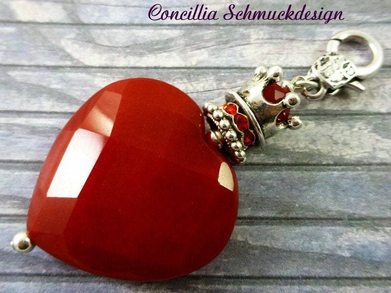 Wechselanhänger Rotes Jadeherz Krone von concilliadesign