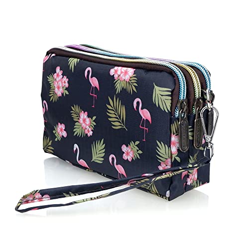 conisy Damen Clutch Geldbörse mit Ethno Blumen Muster, Multifunktional Crossbody Kleine Umhängetasche Damen Unterarmtasche (WH-N03) von conisy