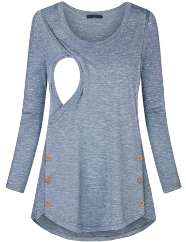 Quinee Damen Umstands-Tunika, zum Stillen - Blau - Small von connche