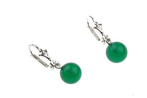 c-c Damen Edelstein Ohrhänger/Achat - Grün/Sterling Silber von constanze-creation