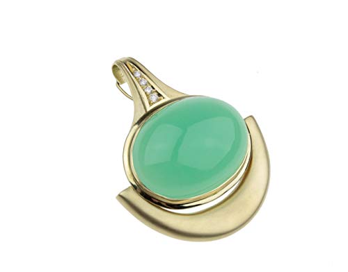 constanze-creation c-c Damen Anhänger Edelstein - Chrysopras - Unikat / 14kt Gelbgold von constanze-creation