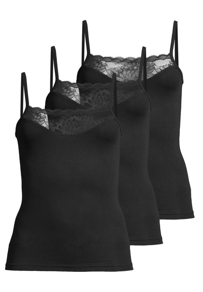 conta Unterhemd 3er Pack Modal (Spar-Set, 3-St) Spaghetti Top - Blickdicht - Hochwertige Spitzenverzierung von conta
