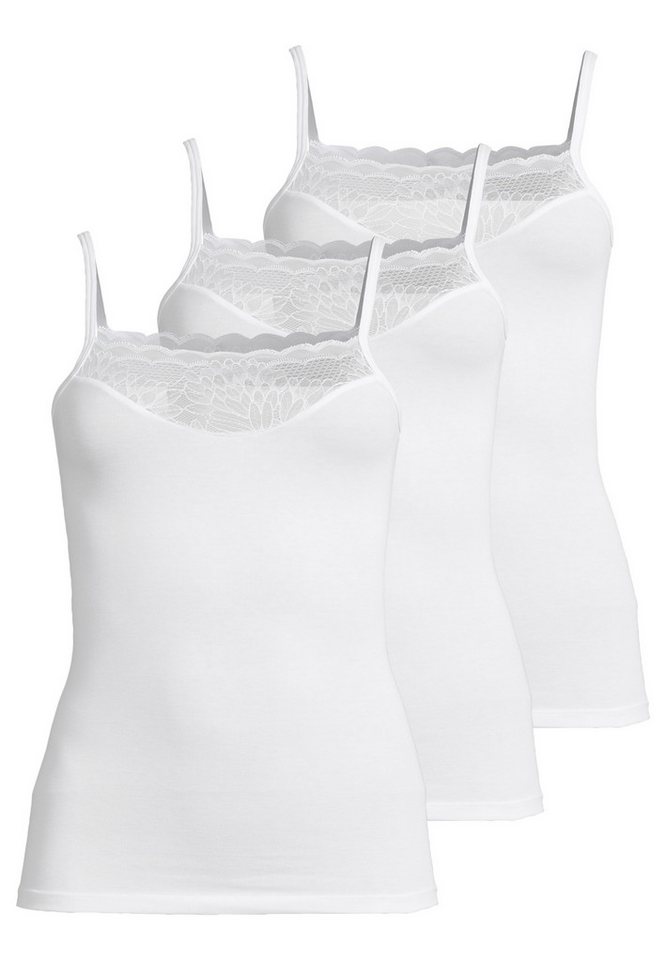 conta Unterhemd 3er Pack Modal (Spar-Set, 3-St) Spaghetti Top - Blickdicht - Hochwertige Spitzenverzierung von conta