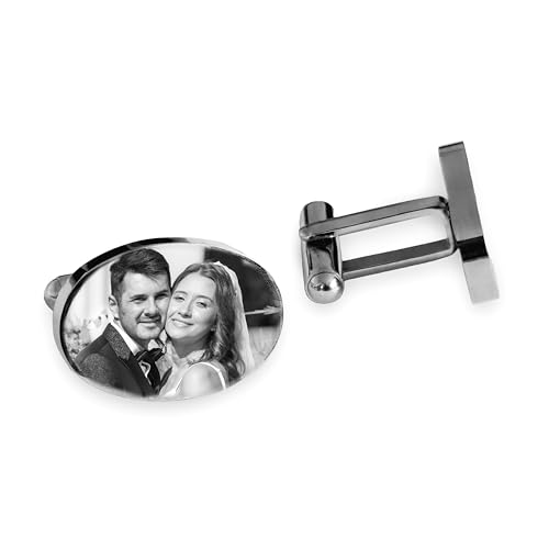 Contento | Gravur Manschettenknöpfe | Personalisiert mit Deinem Foto, Logo oder Text | Individuelle Geschenkidee für Männer, Hochzeit, Trauzeuge & besondere Anlässe | Manschettenknöpfe 2 Stück, Oval von contento