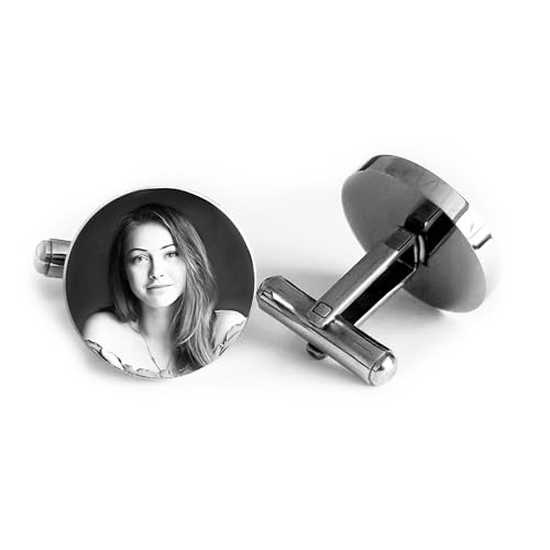 Contento | Manschettenknöpfe mit Gravur | Foto, Logo oder Text mit Laser graviert | Individuelles Geschenk für Männer, Hochzeit, Business & besondere Anlässe | Manschettenknöpfe 2 Stück, Rund von contento