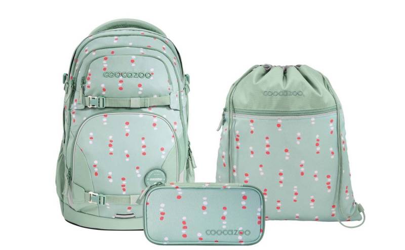 coocazoo Schulranzen Schulrucksack PORTER Dancing Dots 3-teilig (3-teilig), ergonomisch, Körpergröße: 135 - 180 cm, Easy-Grow-System von coocazoo