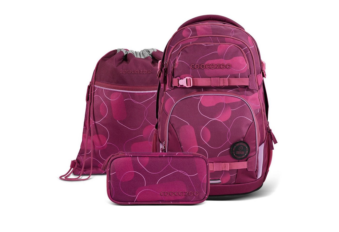 coocazoo Schulranzen Schulrucksack-Set „Berry Bubbles“, 3-teilig (3-tlg) von coocazoo