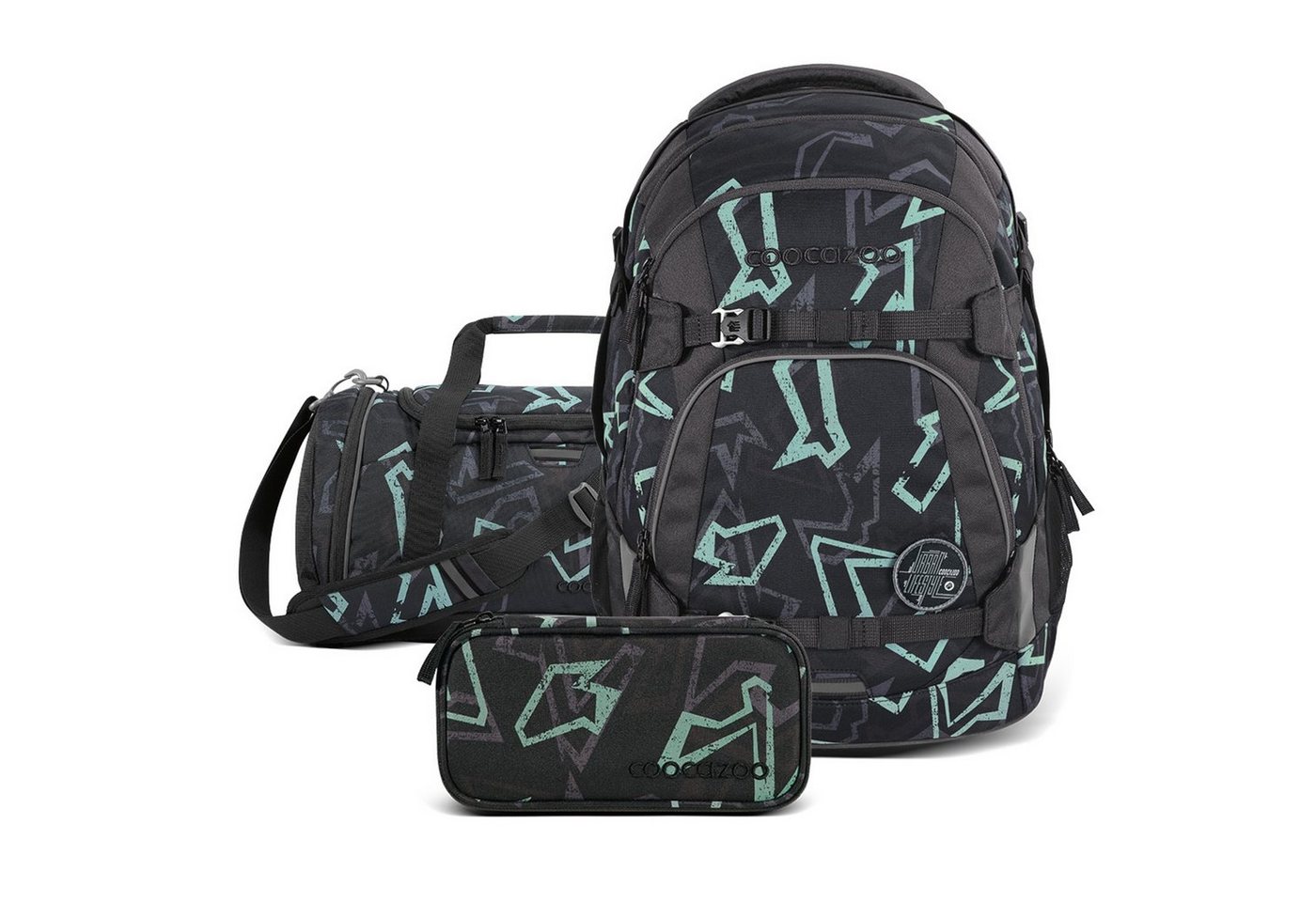 coocazoo Schulranzen Schulrucksack-Set „Reflective Graffiti“, 3-teilig von coocazoo