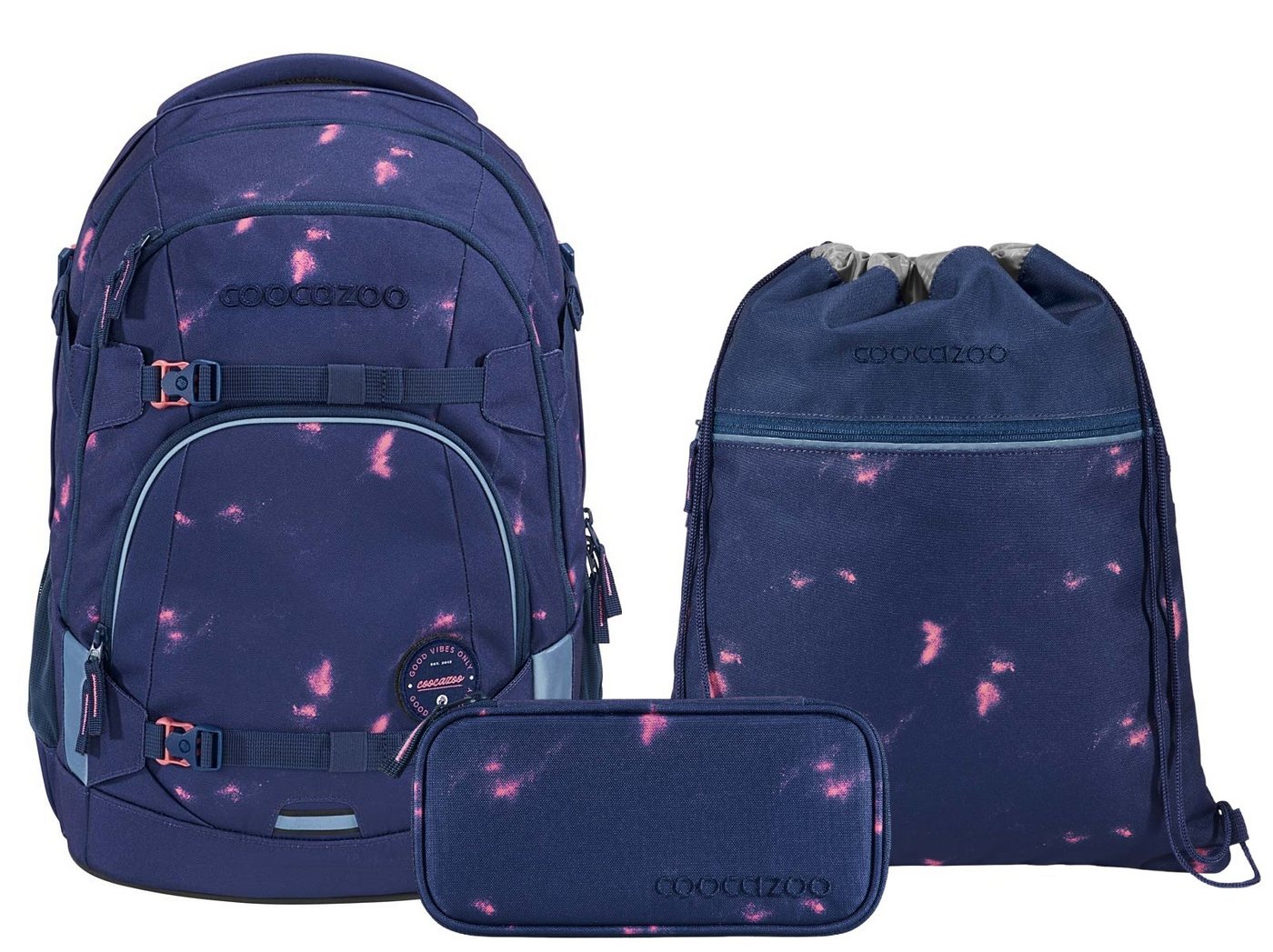 coocazoo Schulranzen Schulrucksack-Set MATE Arctic Midnight 3-teilig (3-teilig), ergonomisch, reflektiert, Körpergröße: 135 - 180 cm von coocazoo