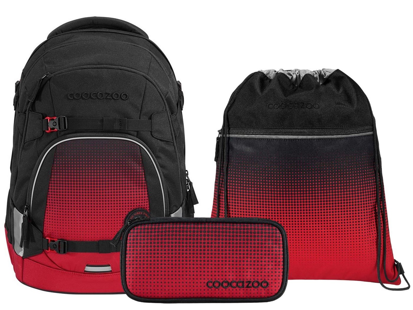 coocazoo Schulranzen Schulrucksack-Set MATE Blazing Fire 3-teilig (3-teilig), ergonomisch, reflektiert, Körpergröße: 135 - 180 cm von coocazoo